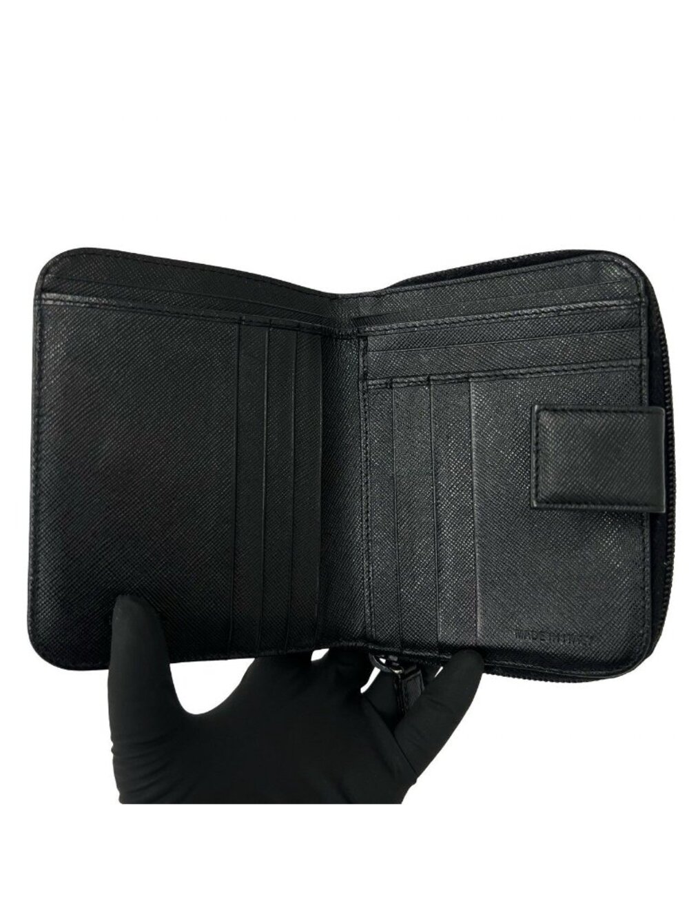 Prada Saffiano Leather Bifold Wallet Mini Black - Picture 7 of 10